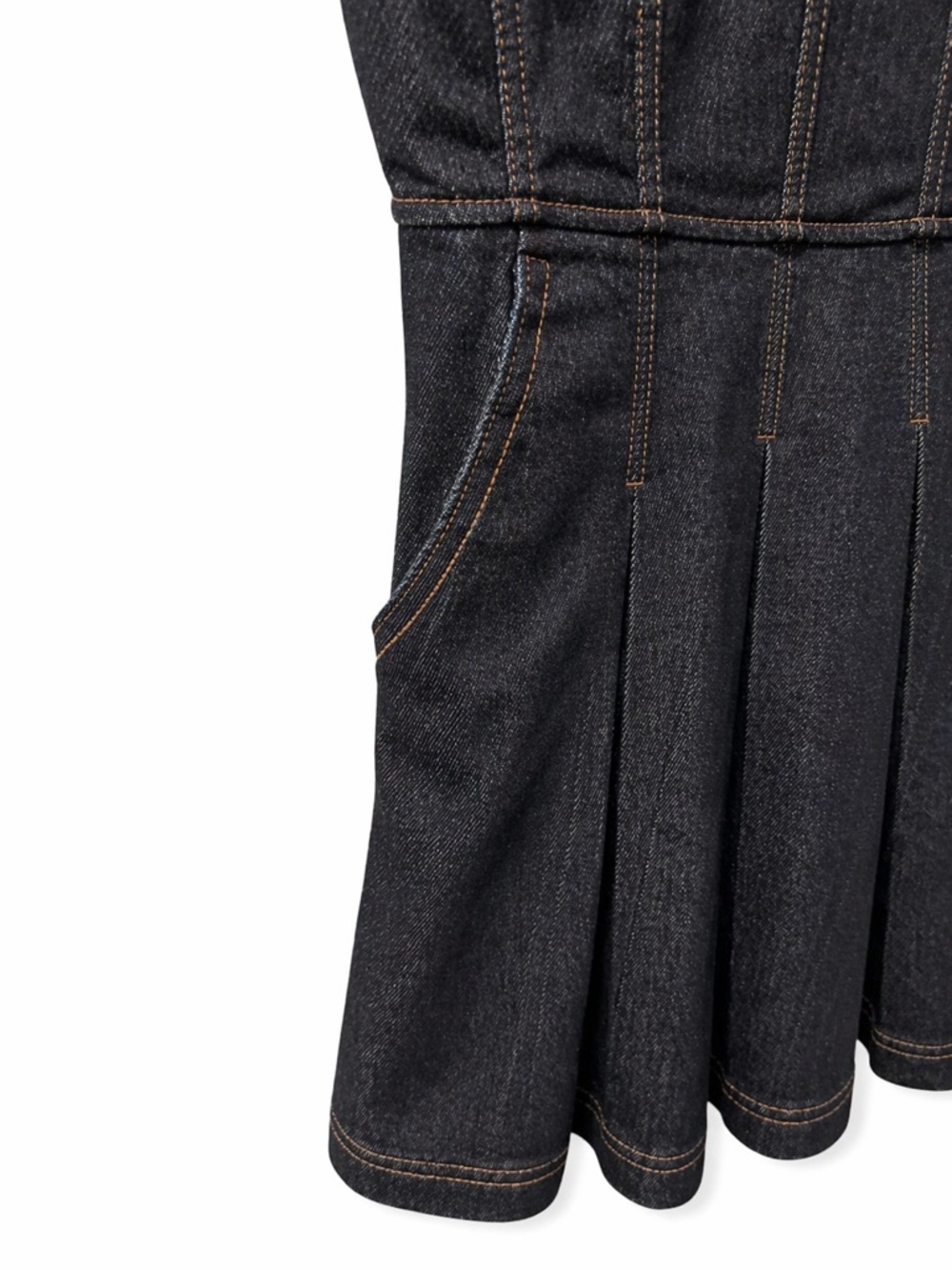 Avec Les Filles Denim Shirt Dress Sleeveless Button Front NWT Pleated Skirt S - Picture 4 of 6